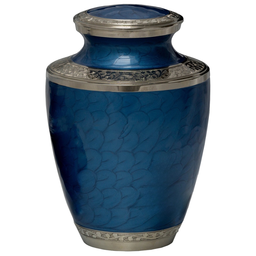 Mother of Pearl Blue Brass Adult Urn